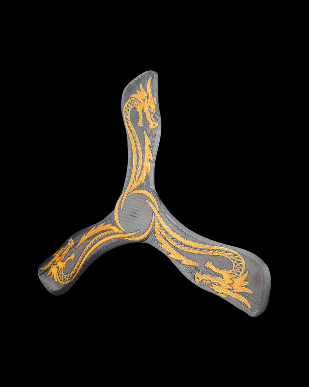 3D Printed Draconic Boomerang — Dragon-Engraved Novelty Toy