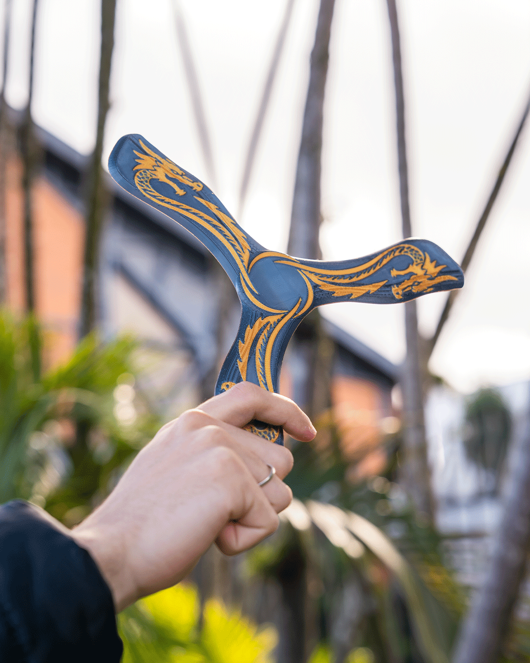 3D Printed Draconic Boomerang — Dragon-Engraved Novelty Toy