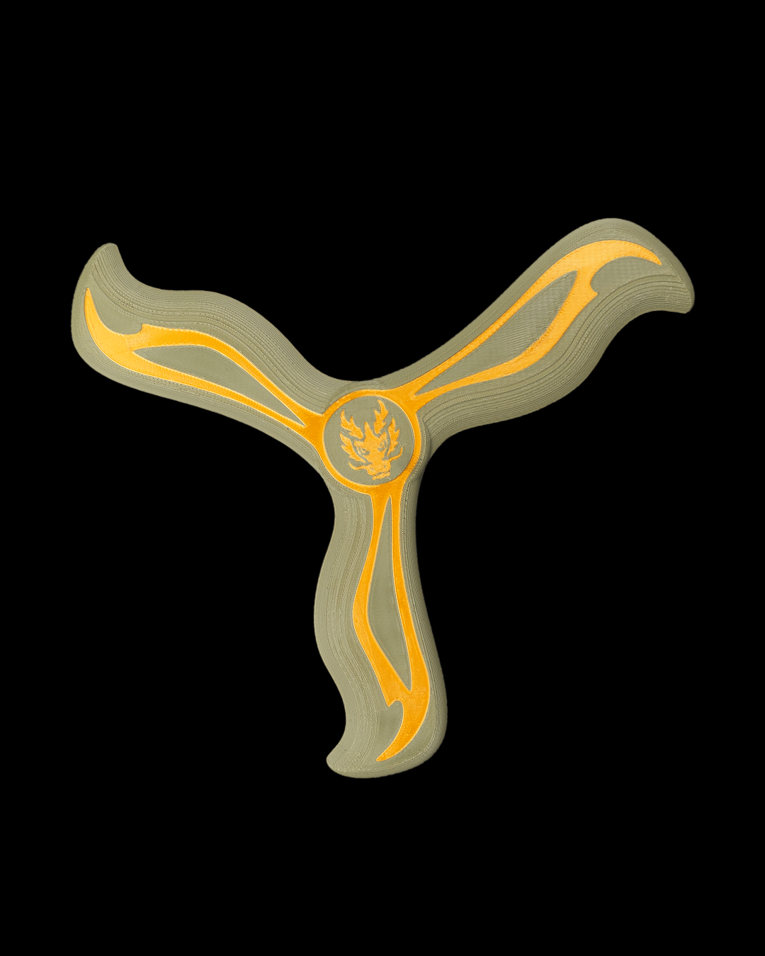 3D Printed Dragon Crest Boomerang — Epic Emblem Novelty Toy