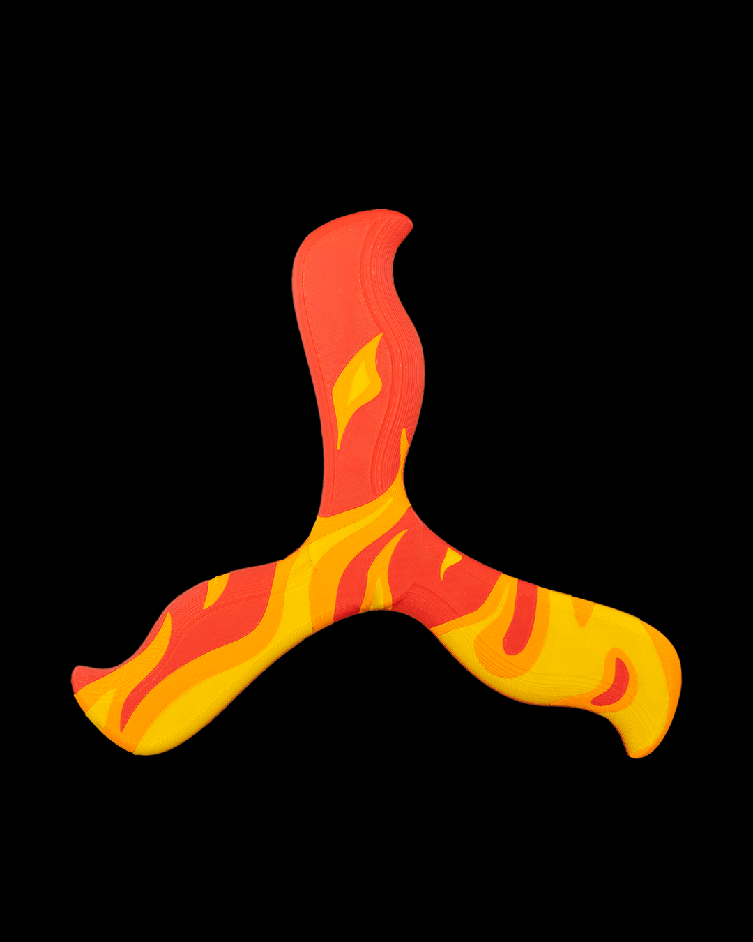 3D Printed Inferno Boomerang — Flame Design Novelty Toy