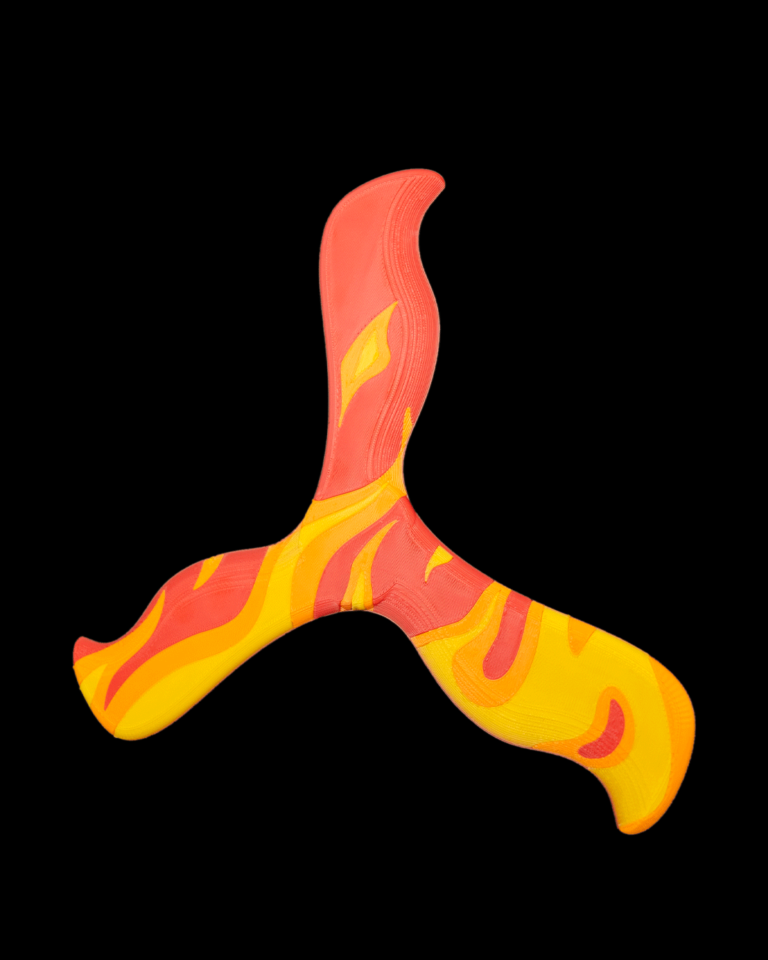 3D Printed Inferno Boomerang — Flame Design Novelty Toy
