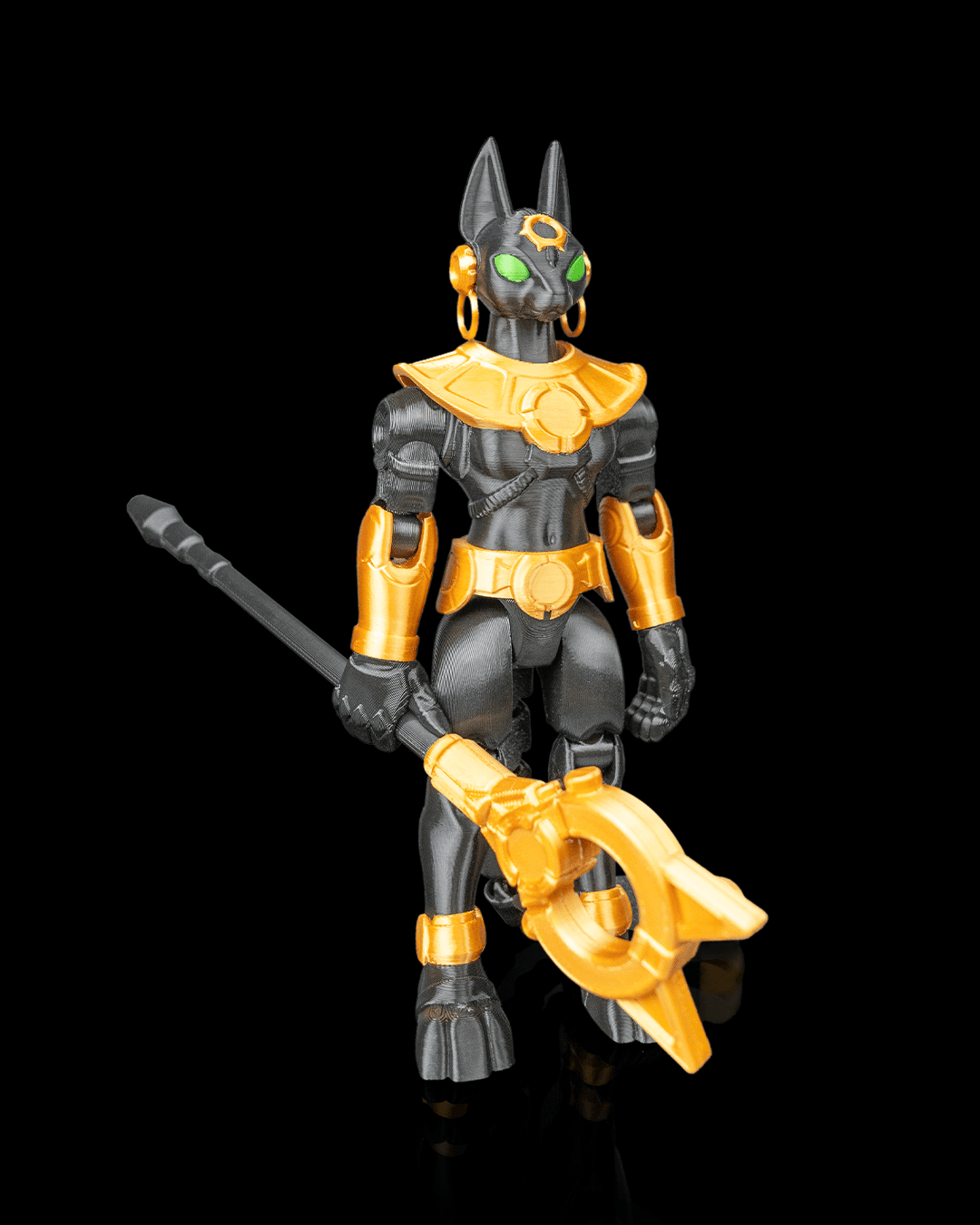 Articulated Mecha Protector Bastet Goddess Figure — Sci-Fi Egyptian Deity Collectible (19cm)