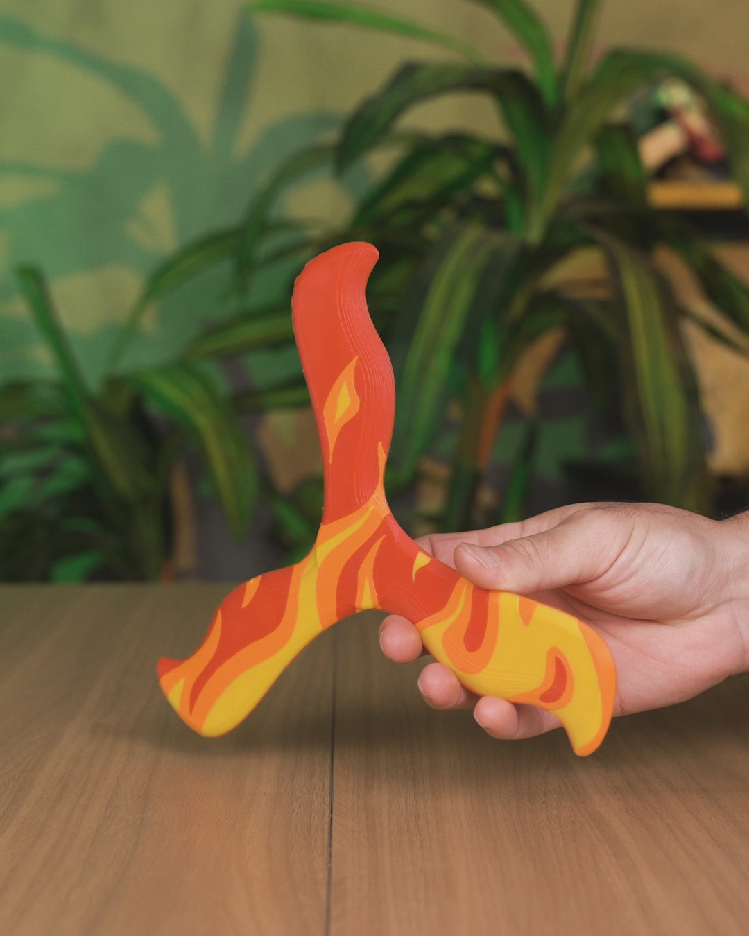 3D Printed Inferno Boomerang — Flame Design Novelty Toy